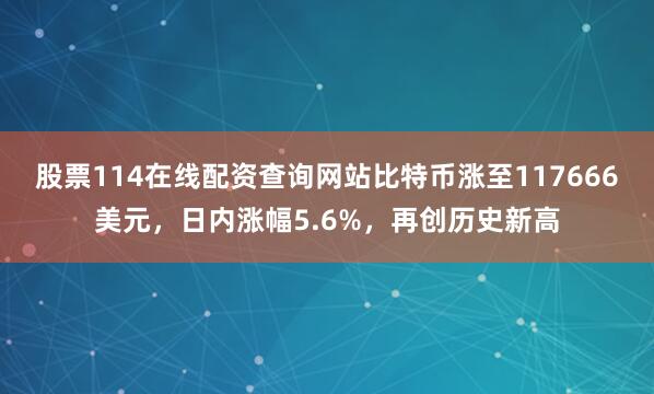 股票114在线配资查询网站比特币涨至117666美元，日内涨幅5.6%，再创历史新高
